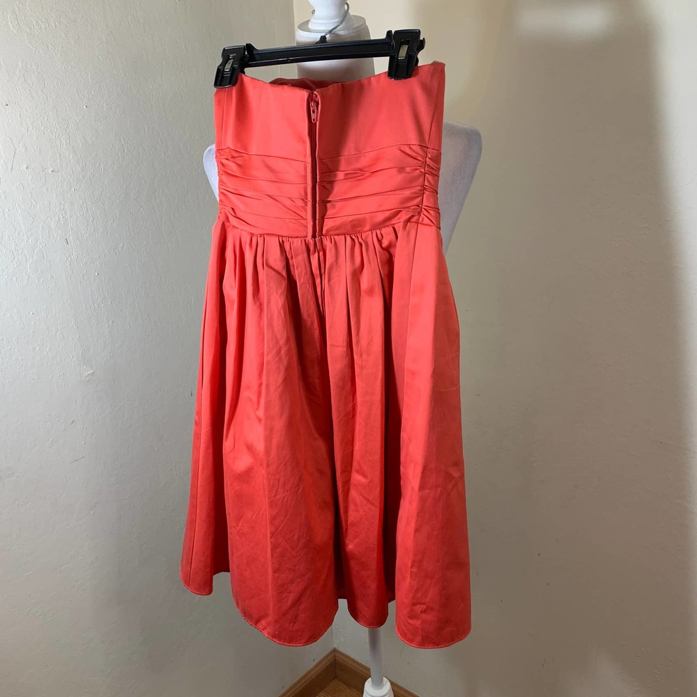 David's Bridal Dress Pink Strapless Bridesmaid Cotton Sateen Ruched size 2 - Picture 5 of 7